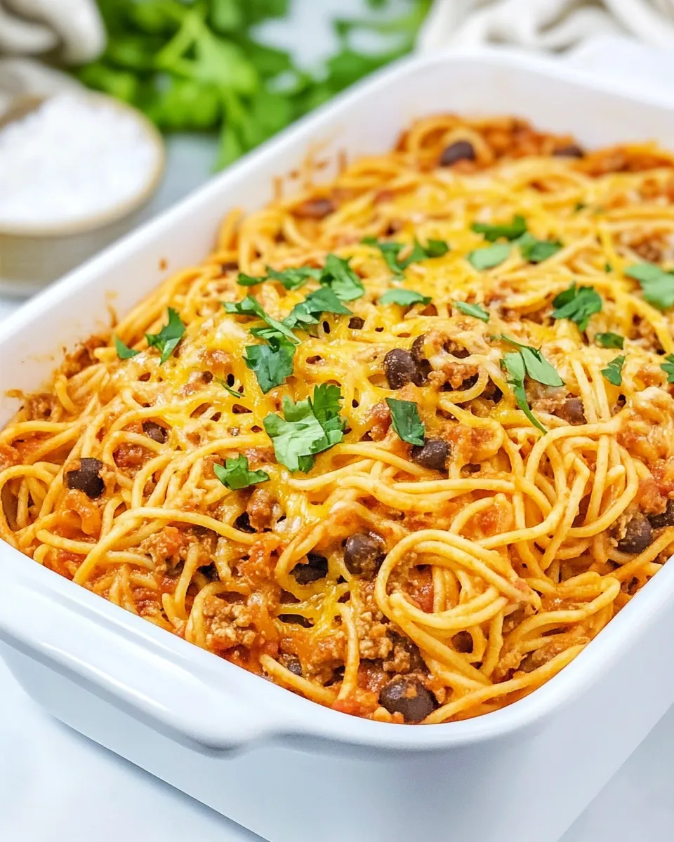Homemade Easy Cheesy Taco Spaghetti Casserole photo