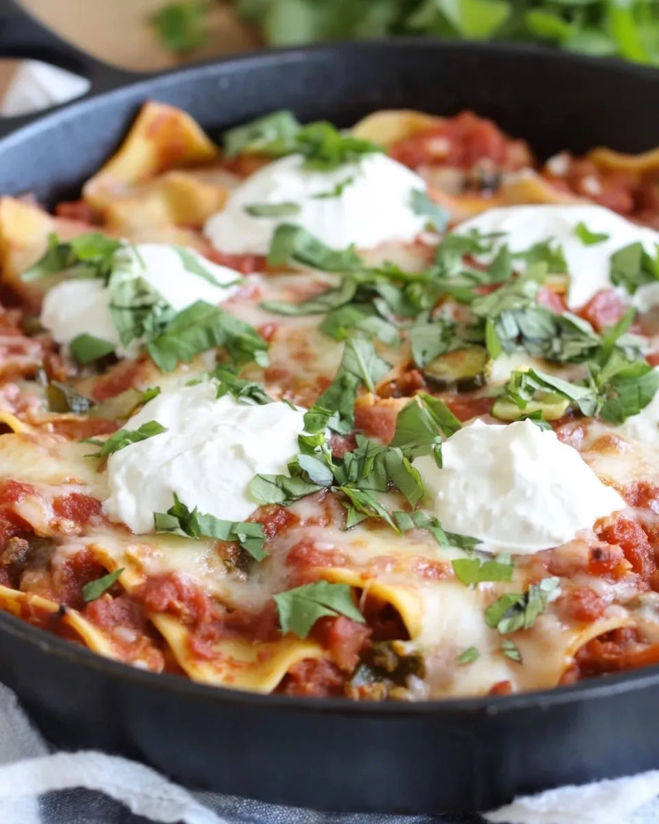 Homemade Easy Cheesy Veggie Skillet Lasagna Recipe photo