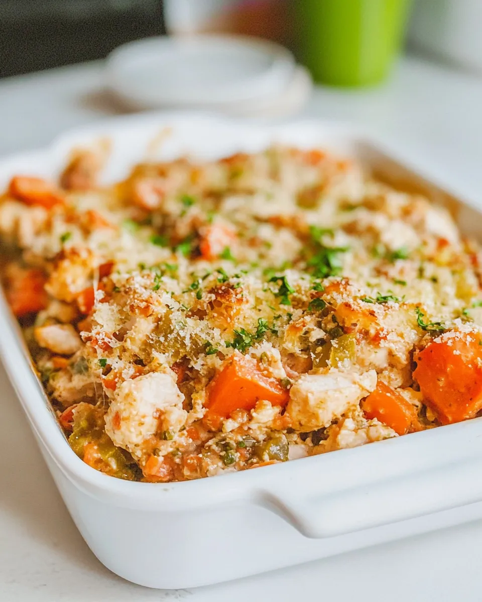 Quick Easy Chicken Bruschetta Casserole shot