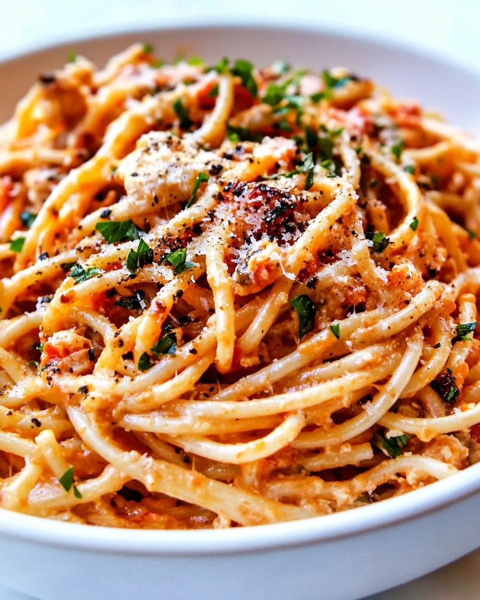Quick Easy Chicken Spaghetti shot