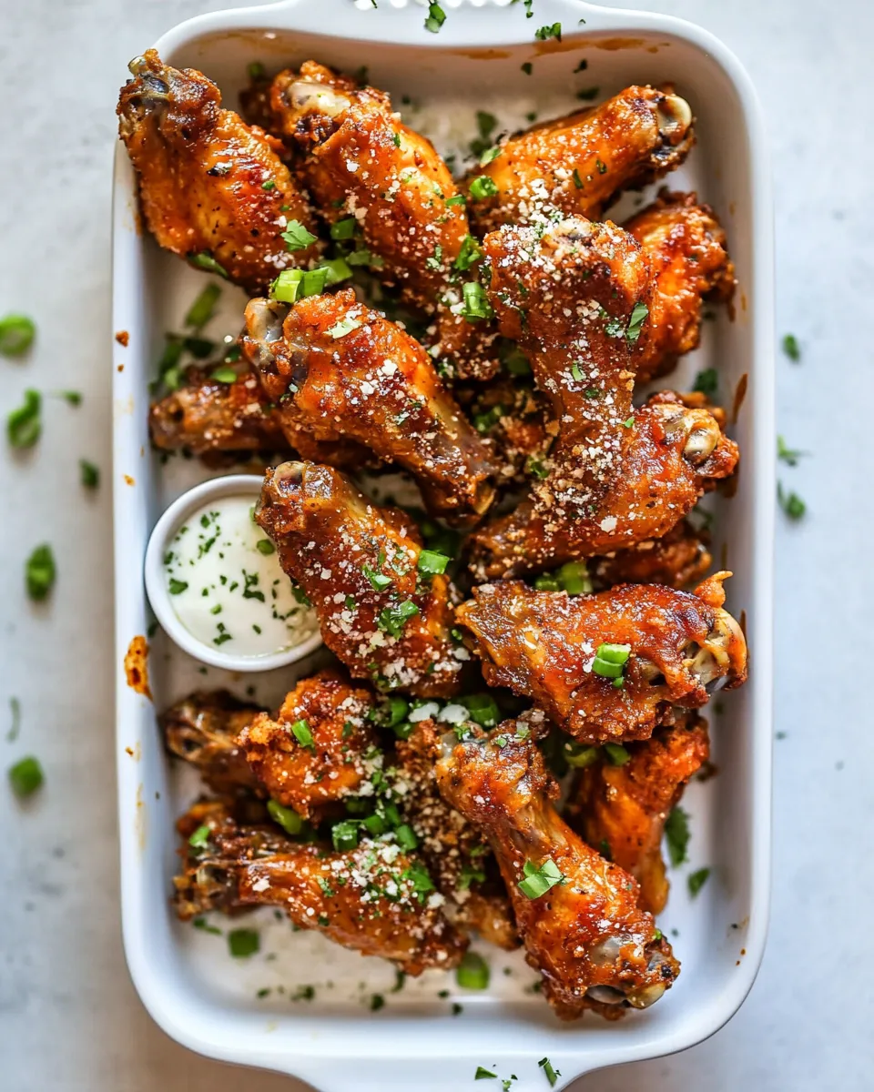 Perfect Easy Garlic Parmesan Buffalo Chicken Wings. dish image