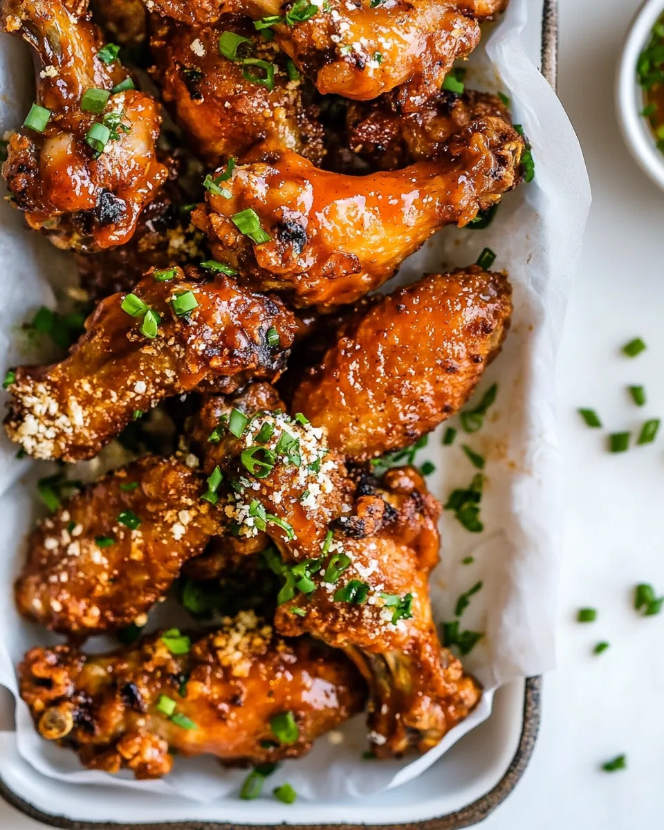 Amazing Easy Garlic Parmesan Buffalo Chicken Wings. recipe photo