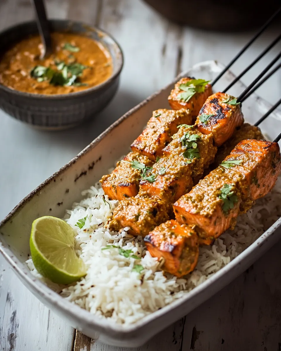 Homemade Easy Indian salmon curry skewers photo