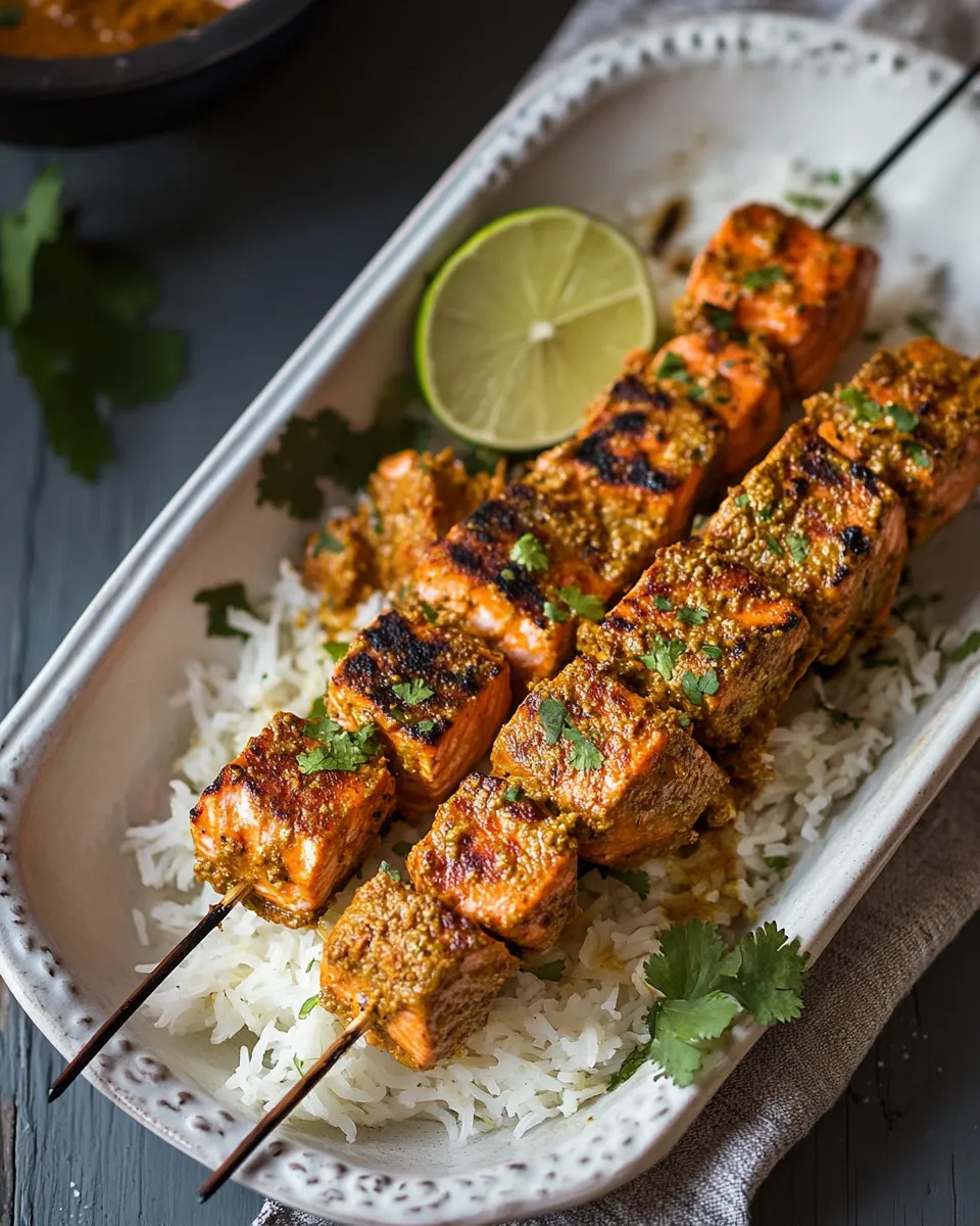 Delicious Easy Indian salmon curry skewers recipe photo
