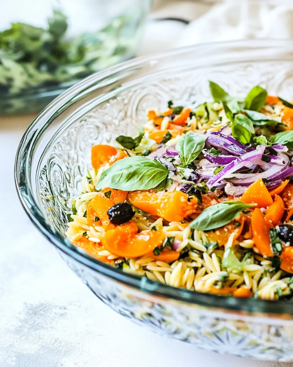Healthy Easy Layered Mediterranean Orzo Pasta Salad. dish image