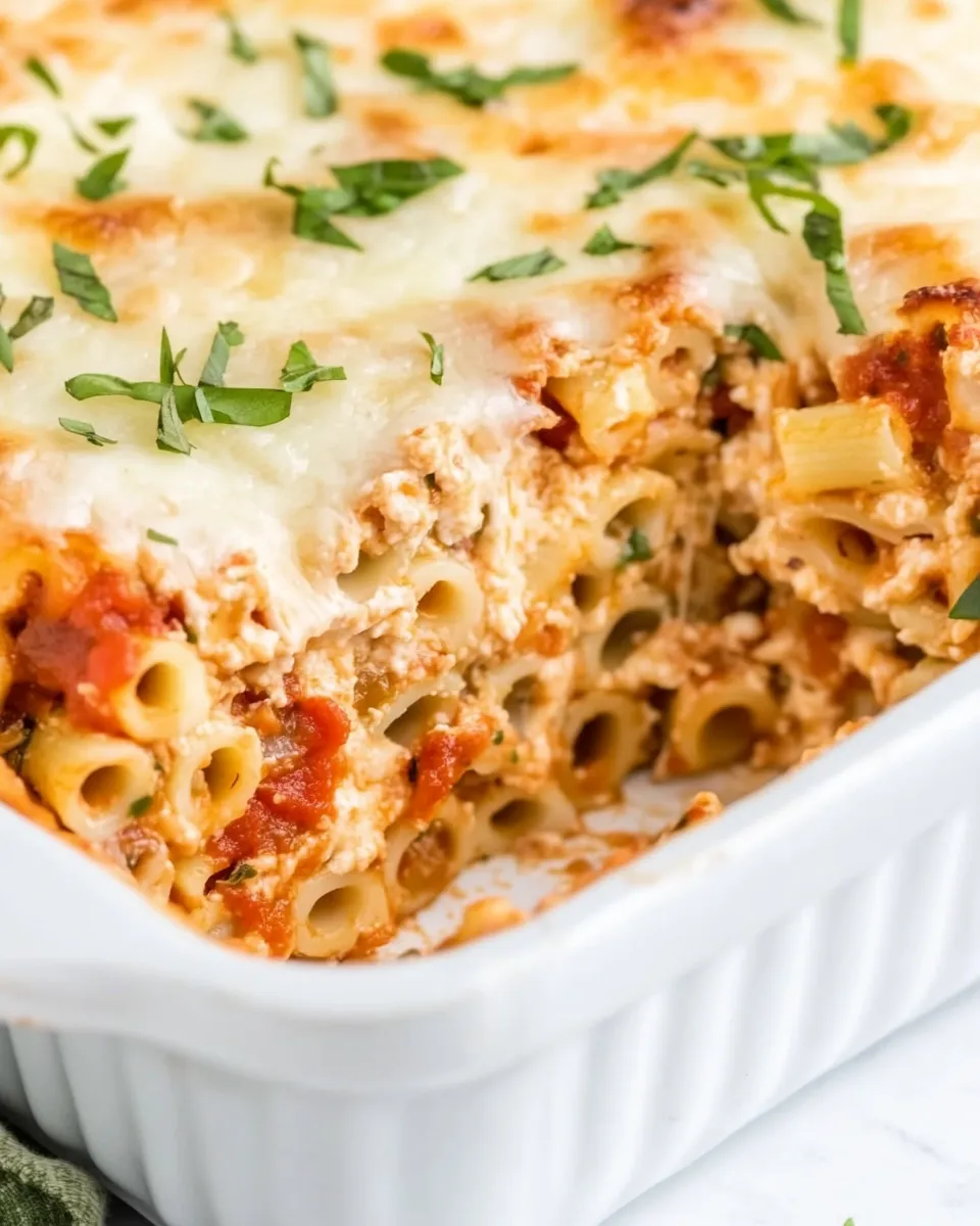 Quick Easy Meatless Baked Ziti Recipe dish photo