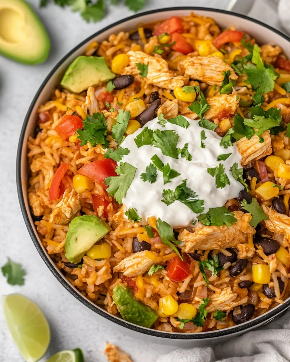 Quick Easy One-Pan Chicken Burrito Bowls plate image