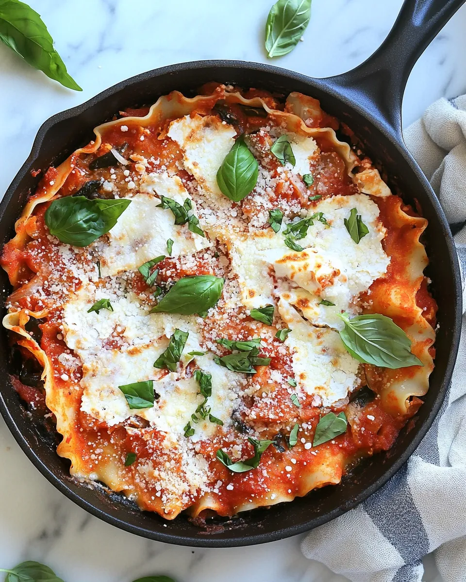 Quick Easy Skillet Vegetable Lasagna shot
