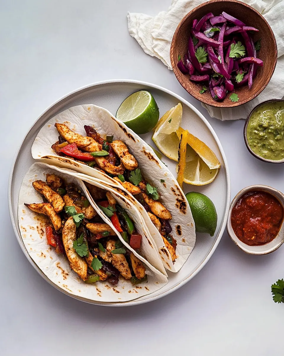 Quick Easy air fryer chicken fajitas food shot