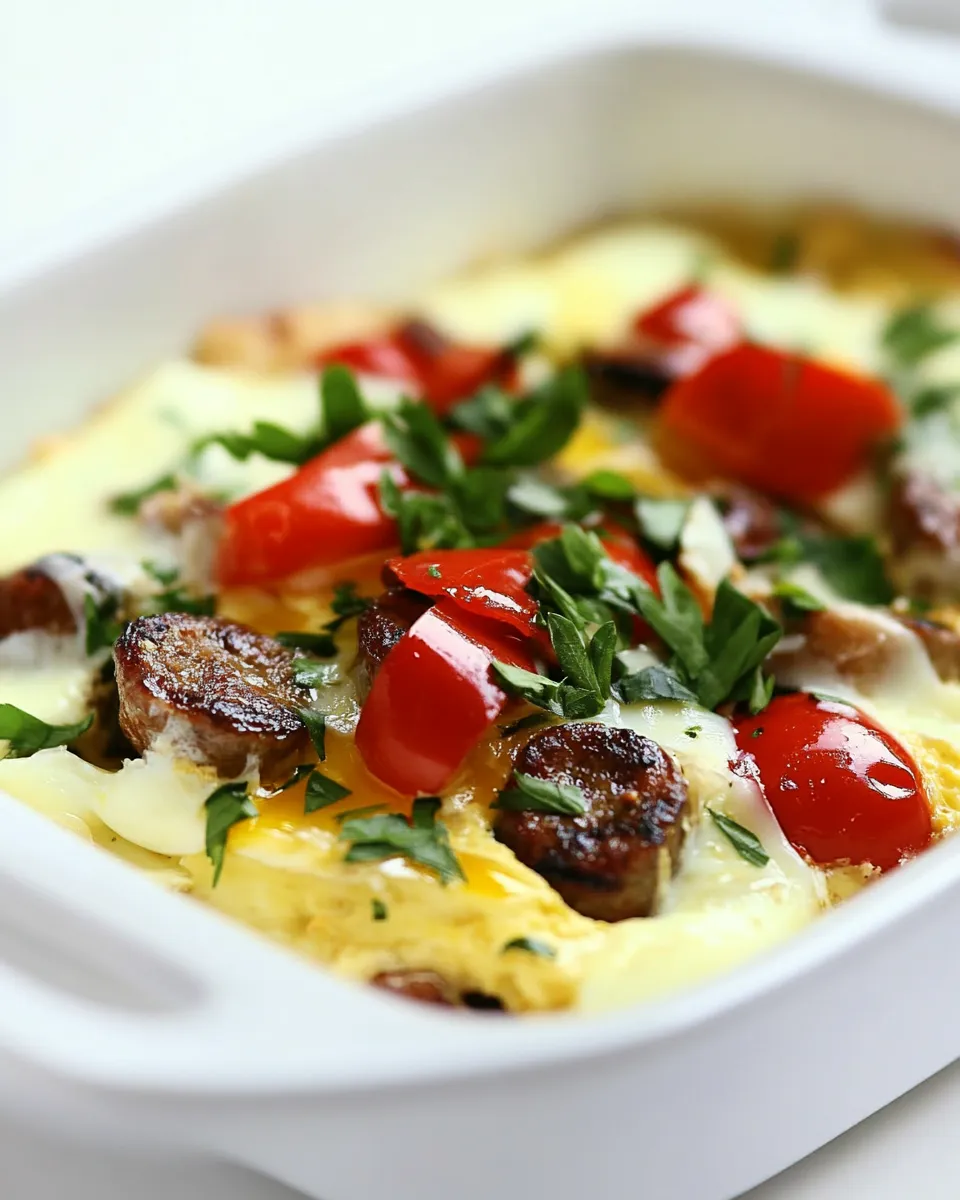 Delicious Eggs Blackstone with Sausage food shot