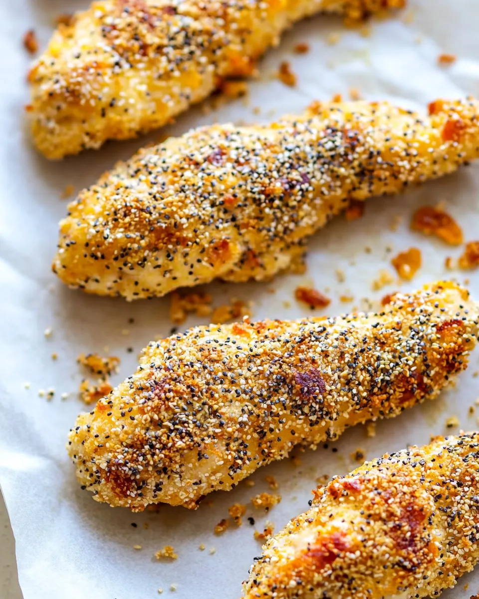 Delicious Everything Bagel Baked Chicken Tenders shot