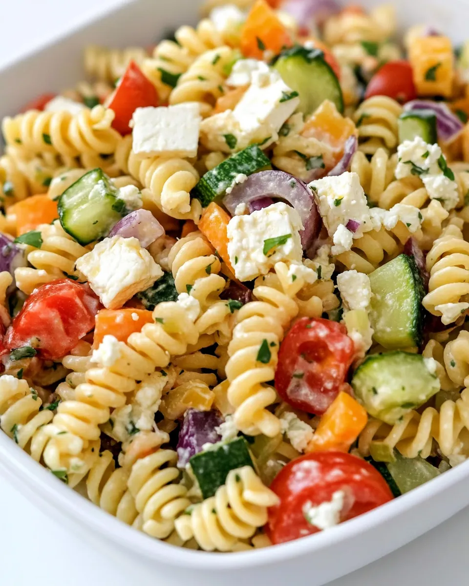 Healthy Feta and Vegetable Rotini Salad image