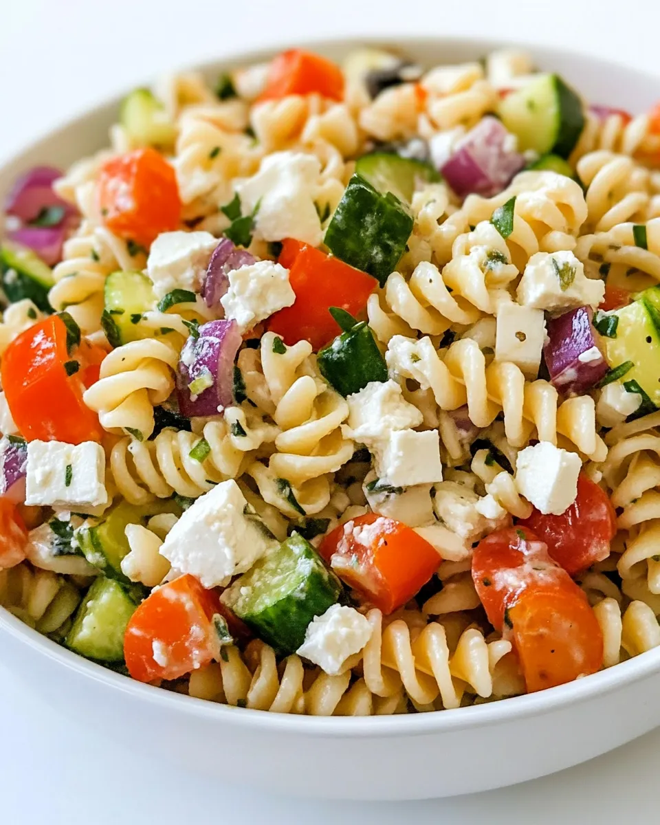 Quick Feta and Vegetable Rotini Salad dish photo