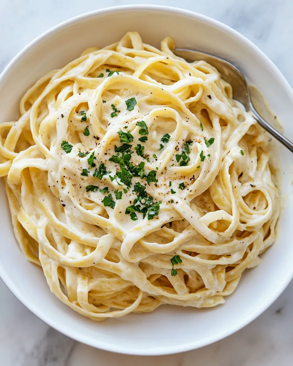 Easy Fettuccine Alfredo food shot