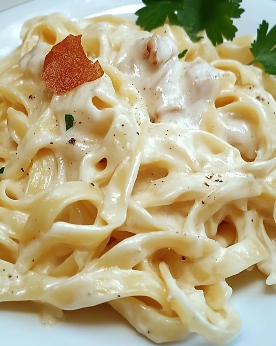 Delicious Fettuccine Alfredo with Fresh Pasta shot