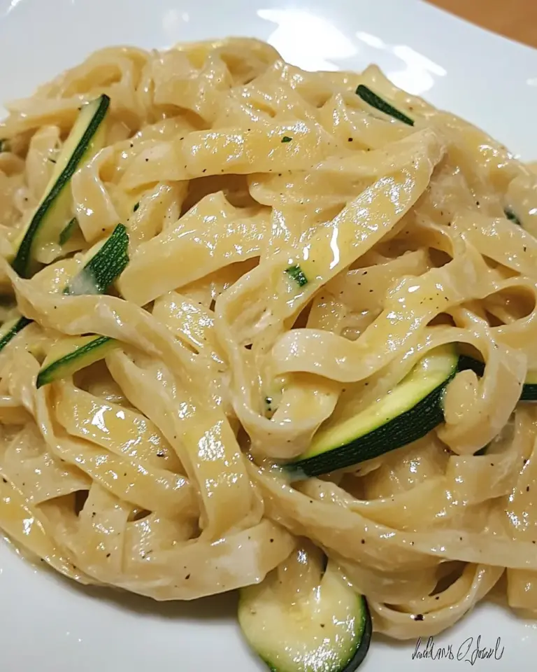 Homemade Fettuccine with Zucchini and Onions photo