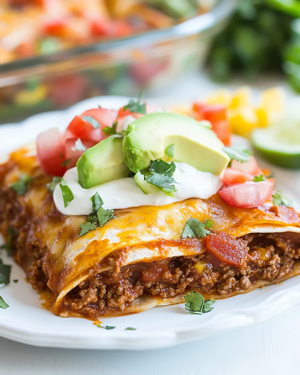 Easy Flat Ground Beef Enchiladas food shot