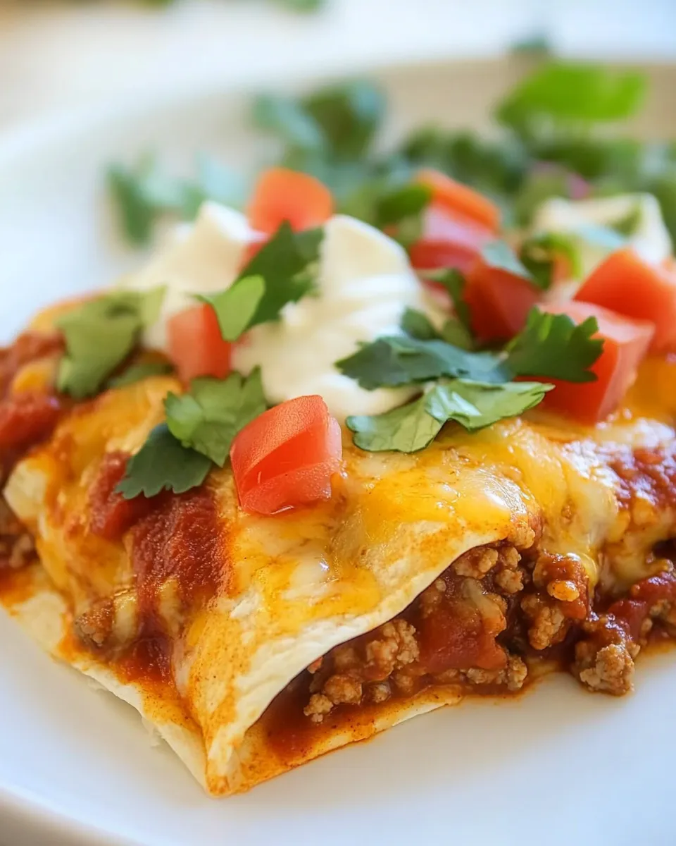 Delicious Flat Ground Beef Enchiladas plate image