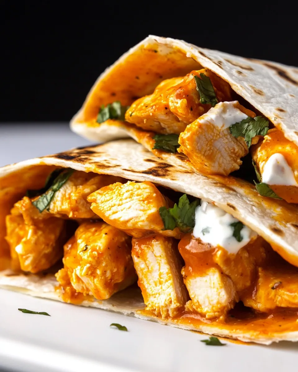 Homemade Folded Buffalo Chicken Wraps photo