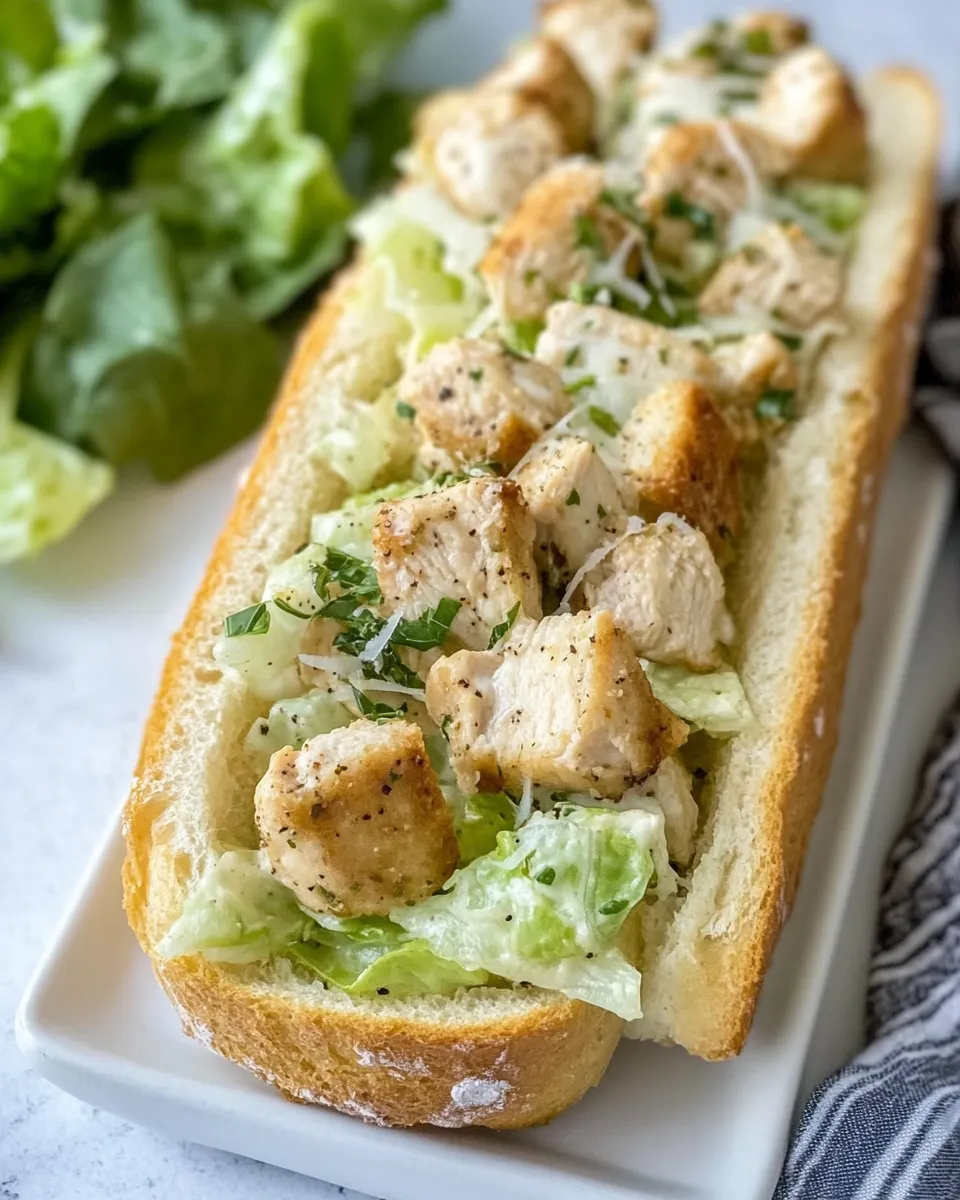 Homemade Garlic Bread Chicken Caesar Sandwich photo