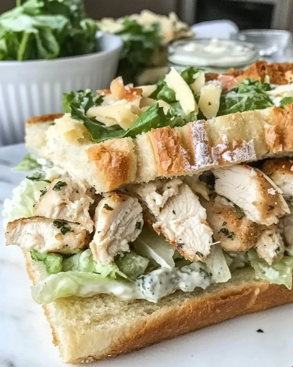 Easy Garlic Bread Chicken Caesar Sandwich recipe photo