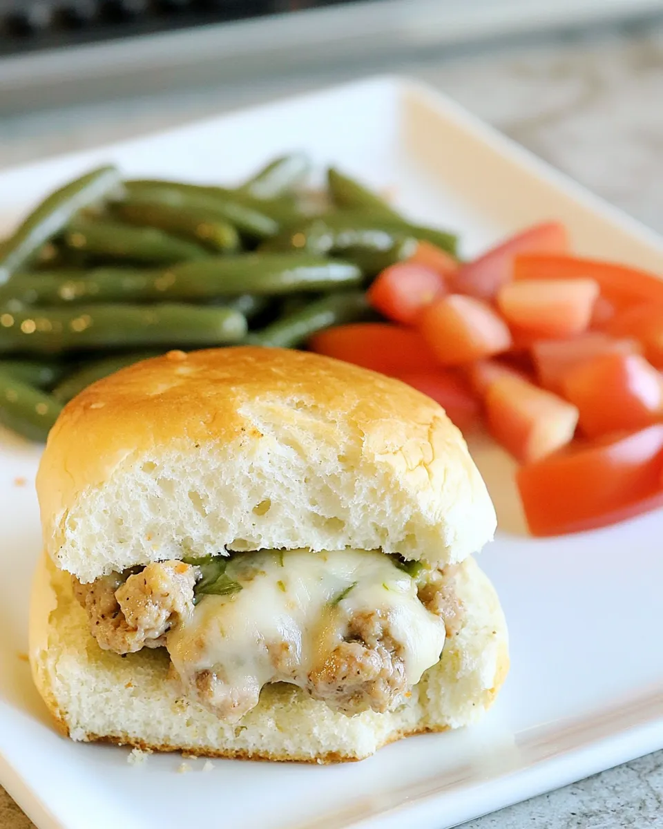 Easy Garlic Bread Turkey Sliders & Italian Green BeansWith KRAFT Fresh Takes food shot
