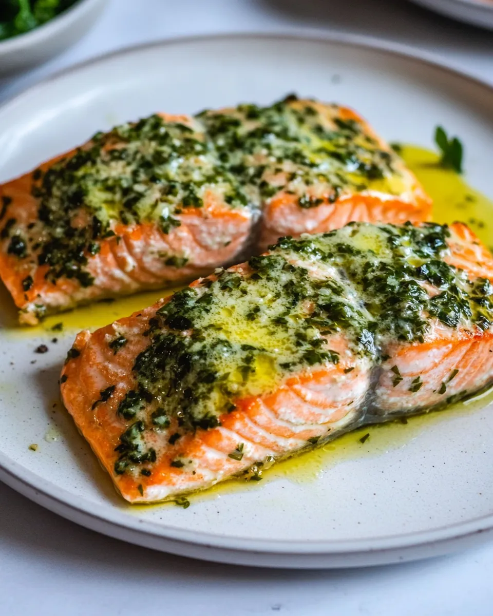 Savory Garlic Butter Baked Salmon food shot