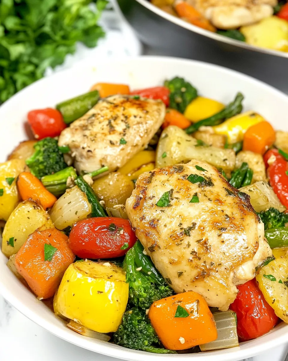 Healthy Garlic Butter Chicken Vegetable Skillet recipe image