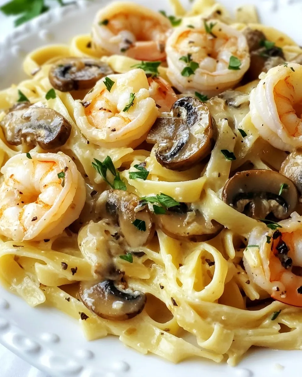 Delicious Garlic Butter Mushroom Shrimp Pasta Recipe dish photo