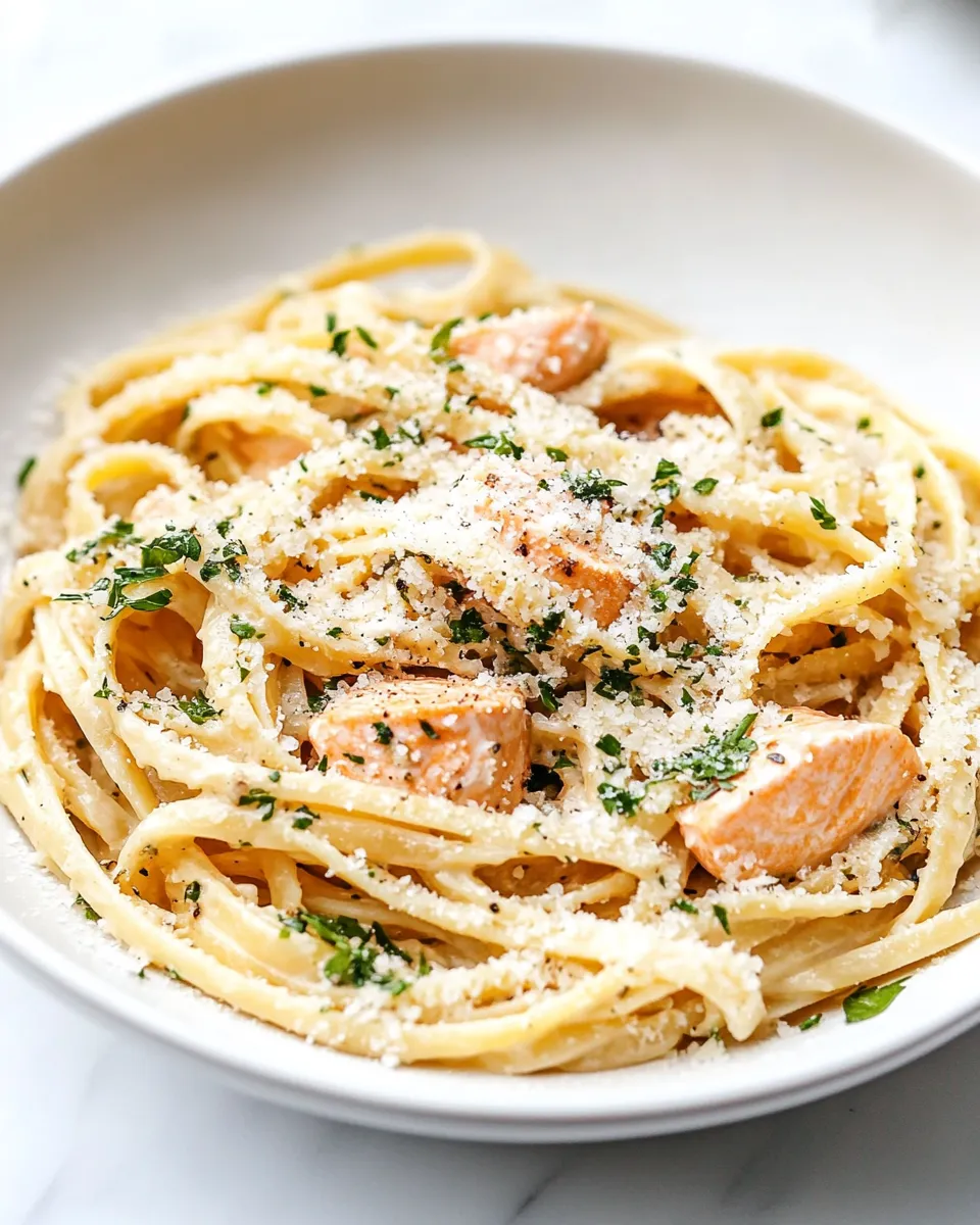 Easy Garlic Butter Salmon Pasta dish photo