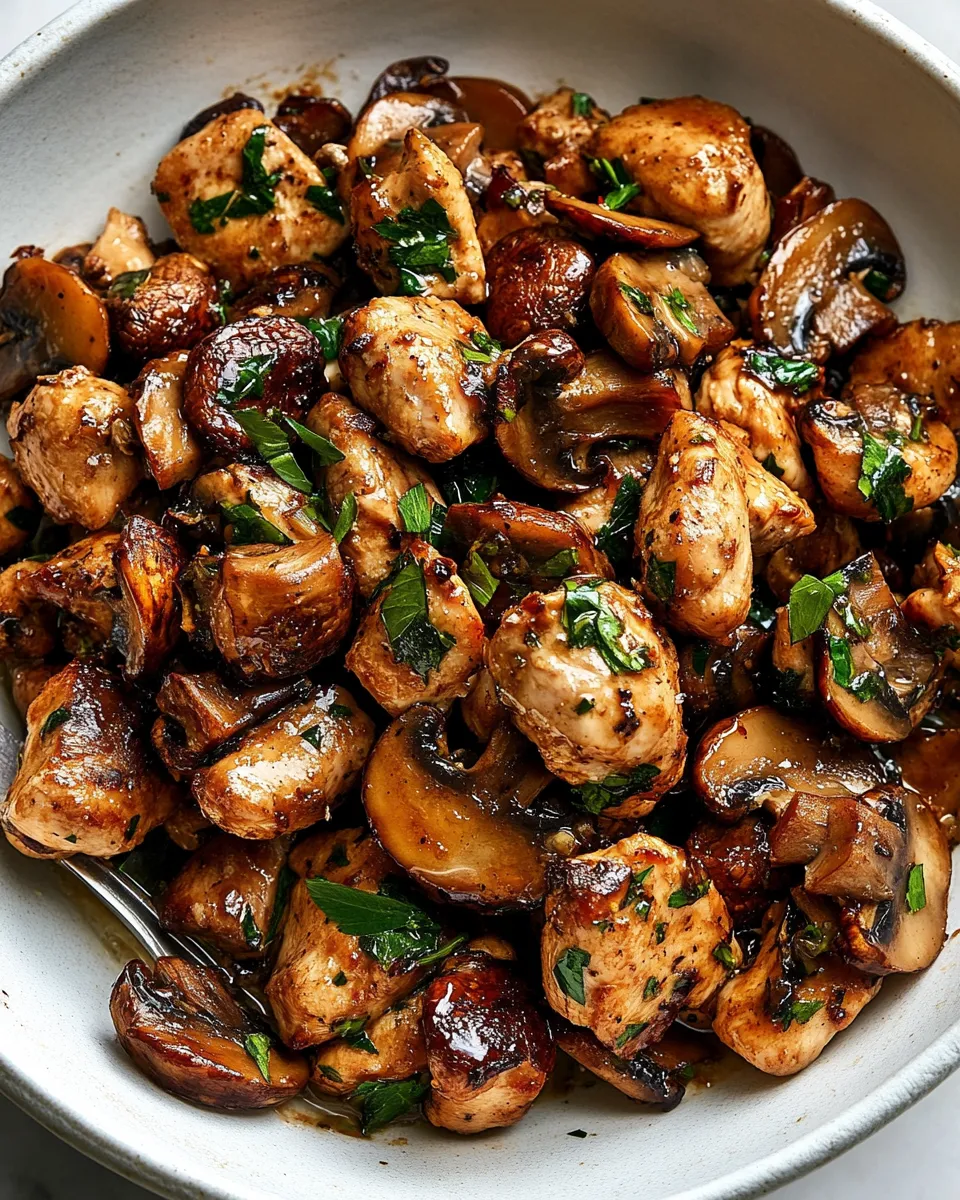 Delicious Garlic Mushroom Chicken Bites shot