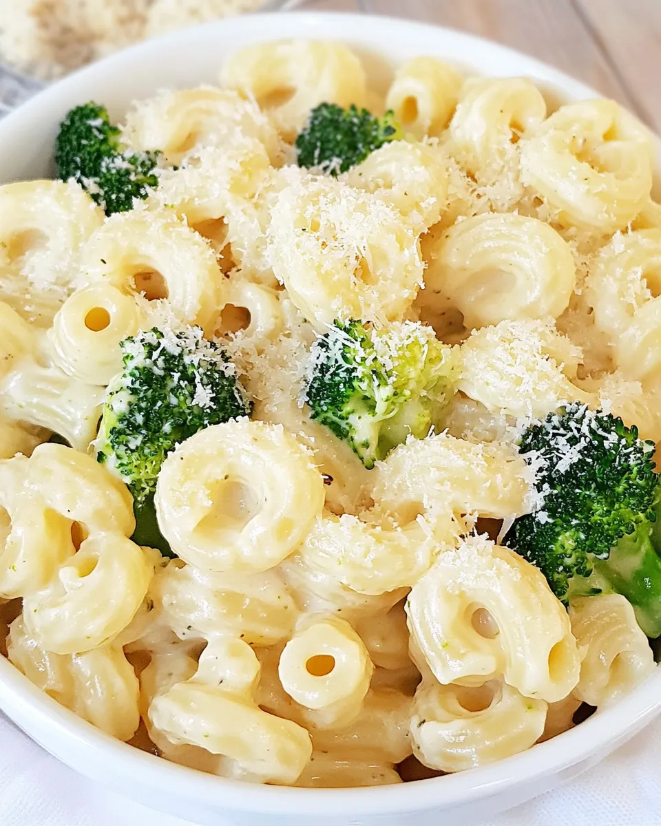 Easy Garlic Parmesan Cavatappi and Broccoli food shot