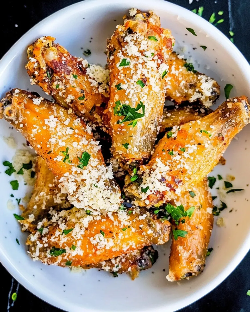 Easy Garlic Parmesan Chicken Wings (Air Fryer OR Oven Baked) image