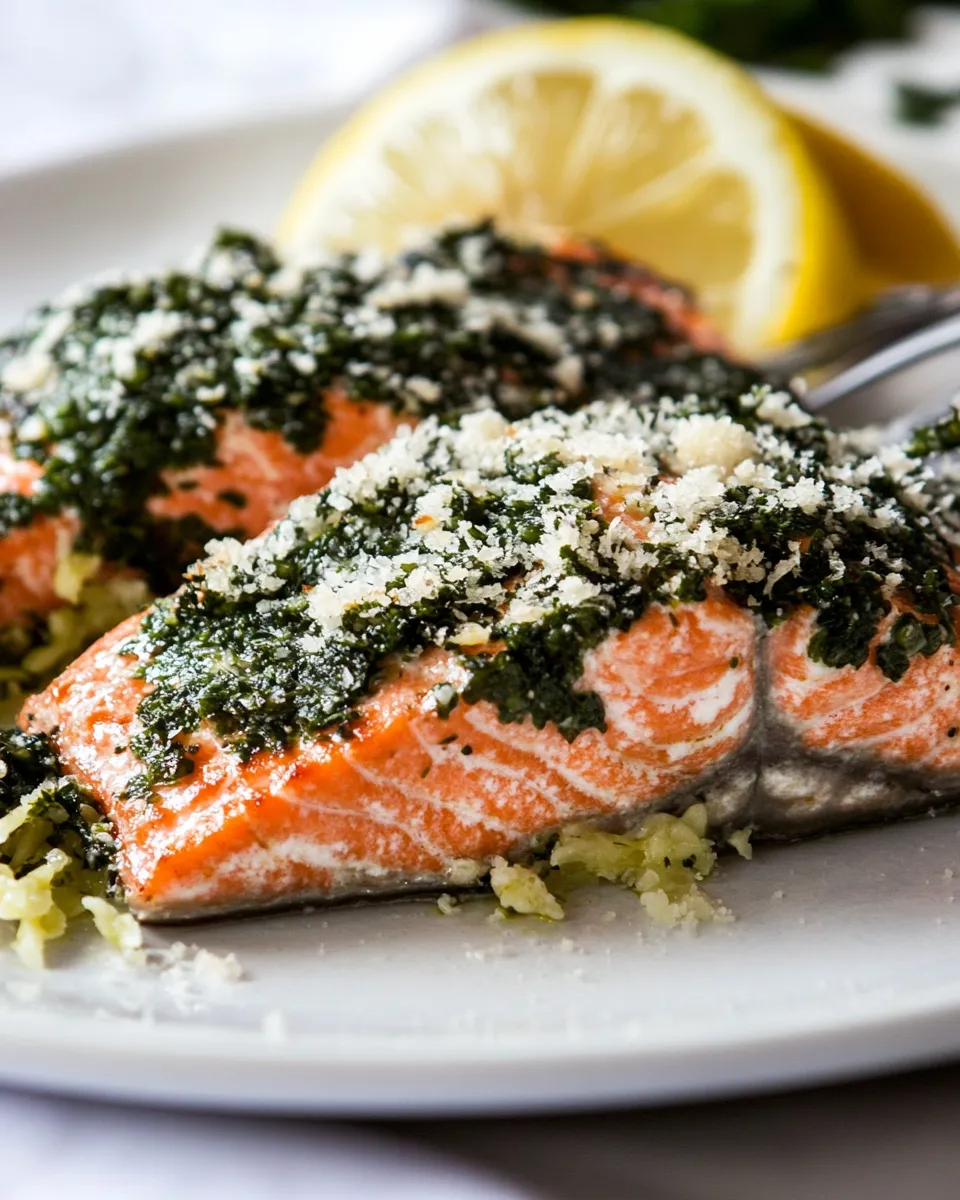 Easy Garlic Parmesan Salmon food shot