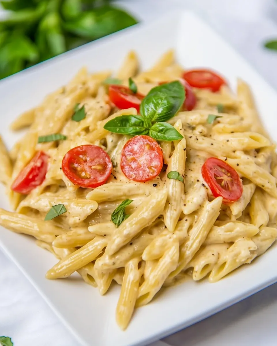 Delicious Garlic and Herb Penne Pasta shot