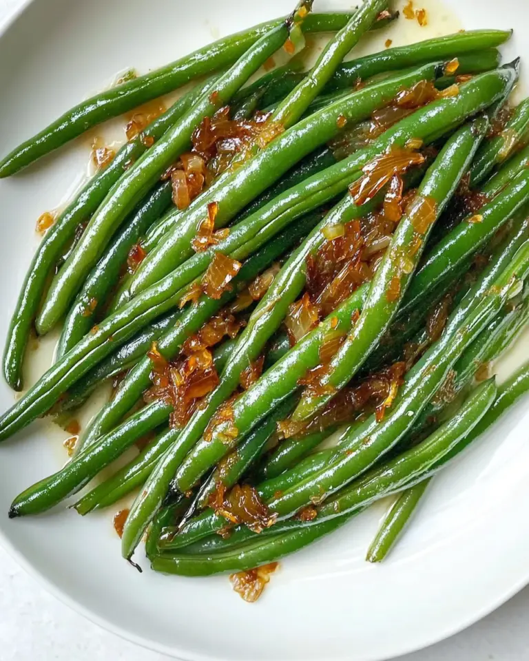 Homemade Garlicky Green Beans with Caramelized Shallots photo