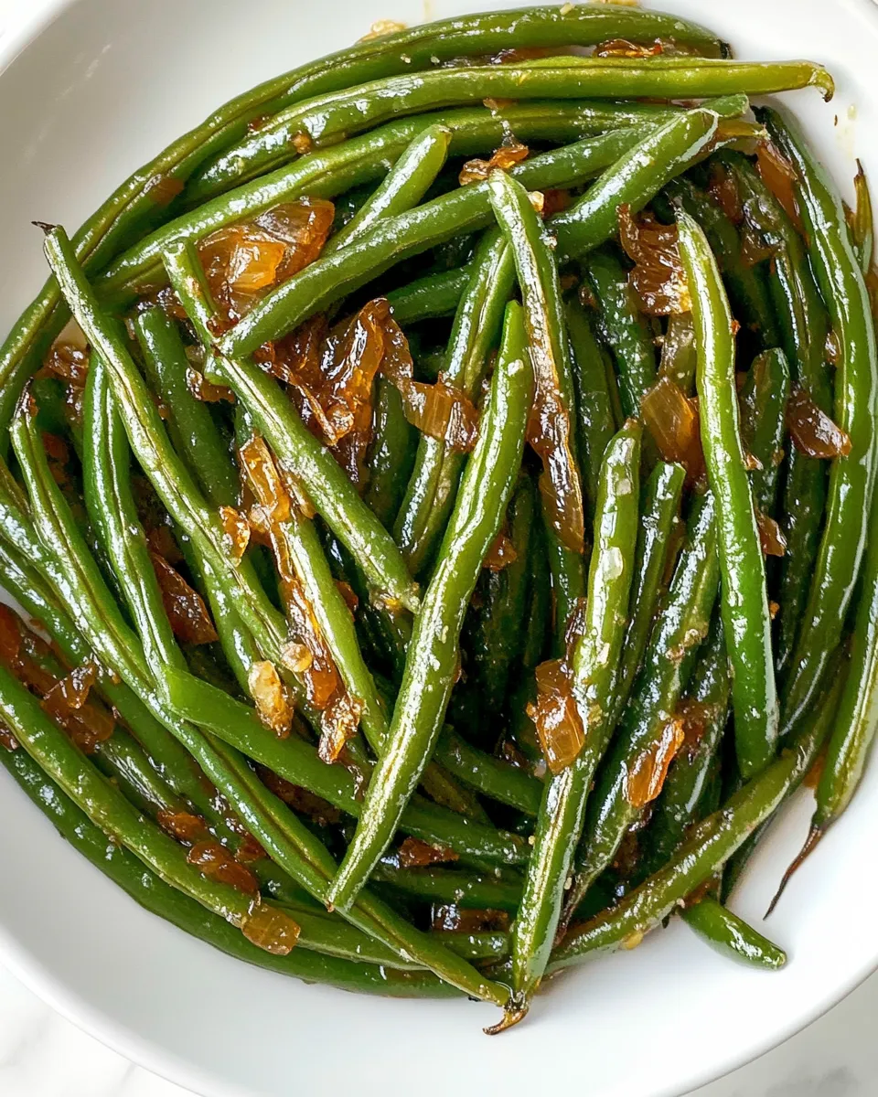 Classic Garlicky Green Beans with Caramelized Shallots recipe image