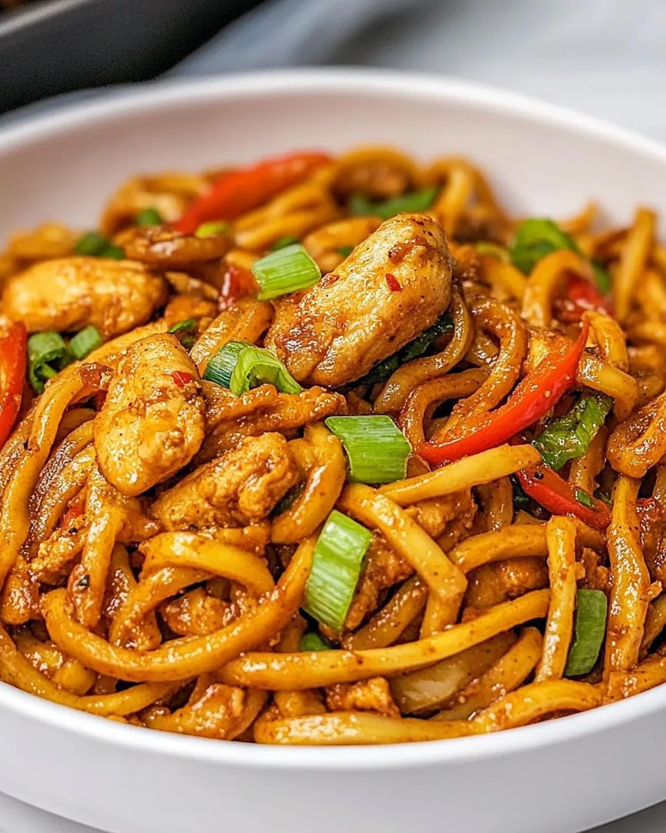 Homemade Ginger Chicken Udon Noodles photo