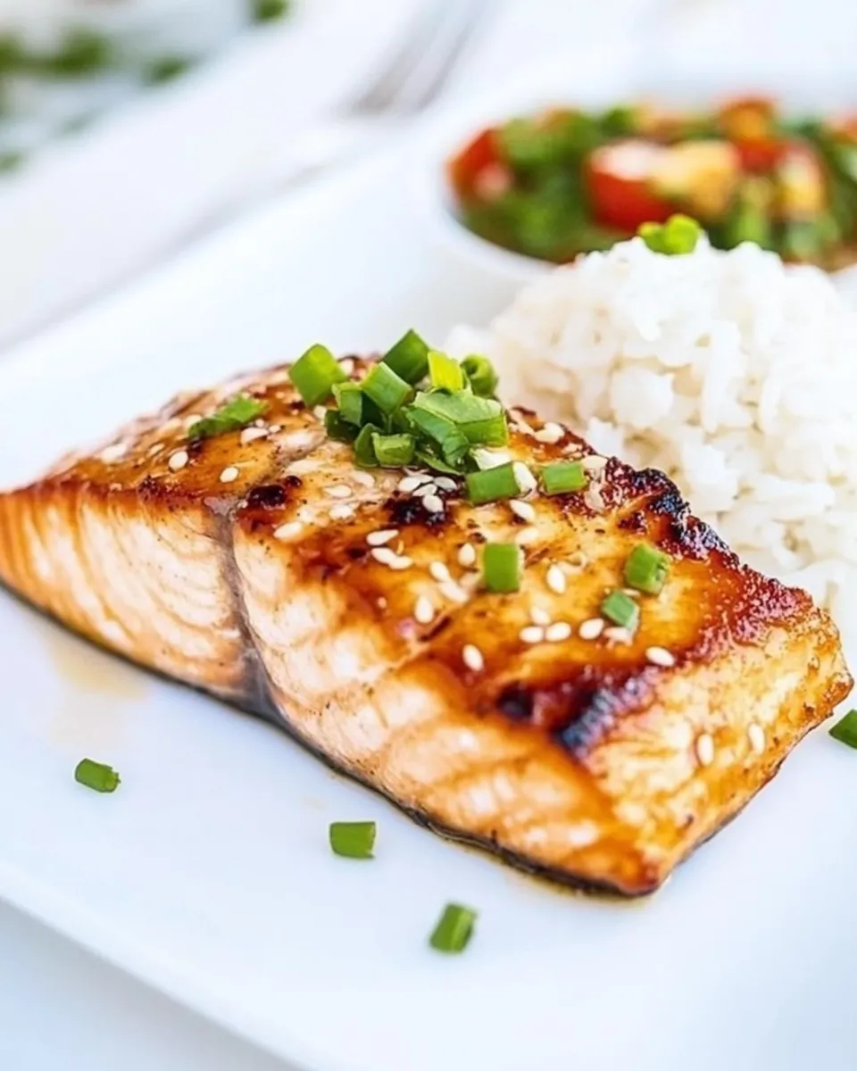 Delicious Ginger Garlic Baked Salmon food shot