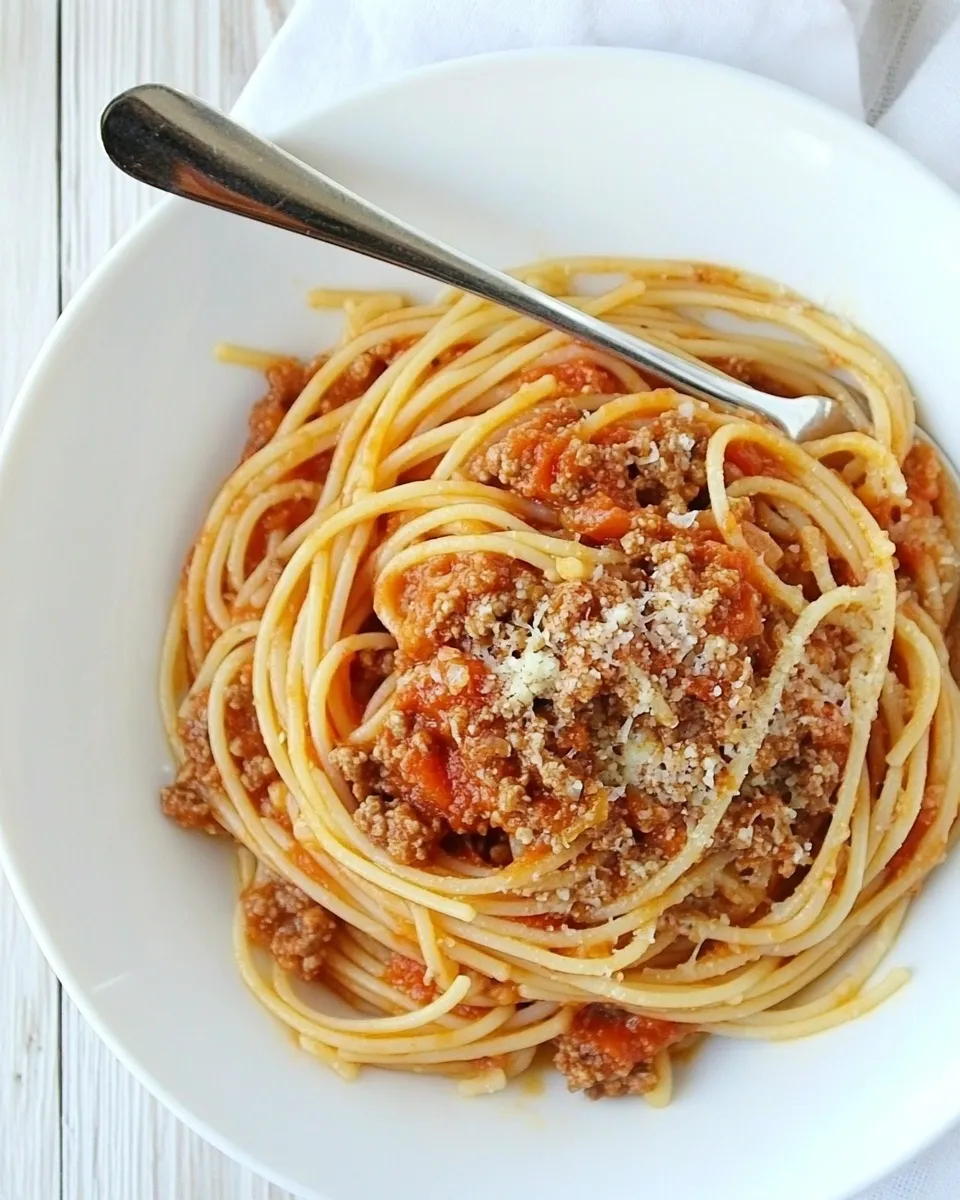 Delicious Gluten Free Pasta with Spaghetti Meat Sauce shot