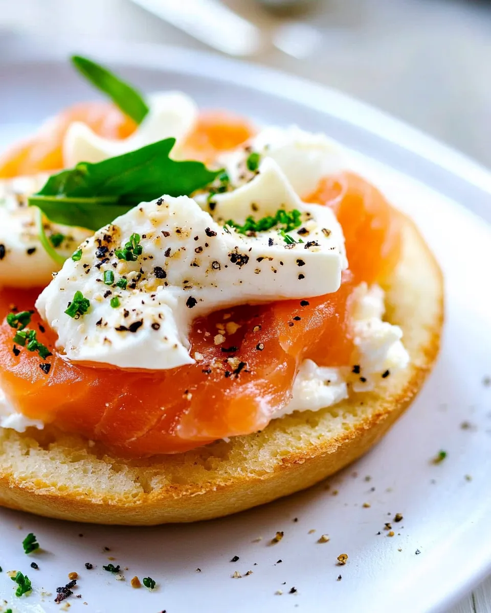 Fresh Goats Cheese and Smoked Salmon English Muffin plate image