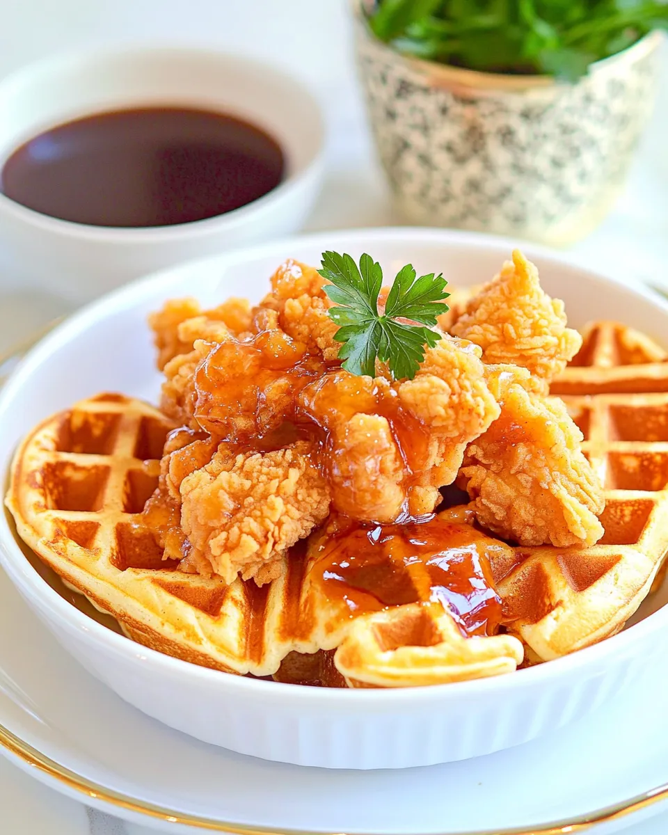 Easy Grand Lux Cafe Chicken N Waffles food shot