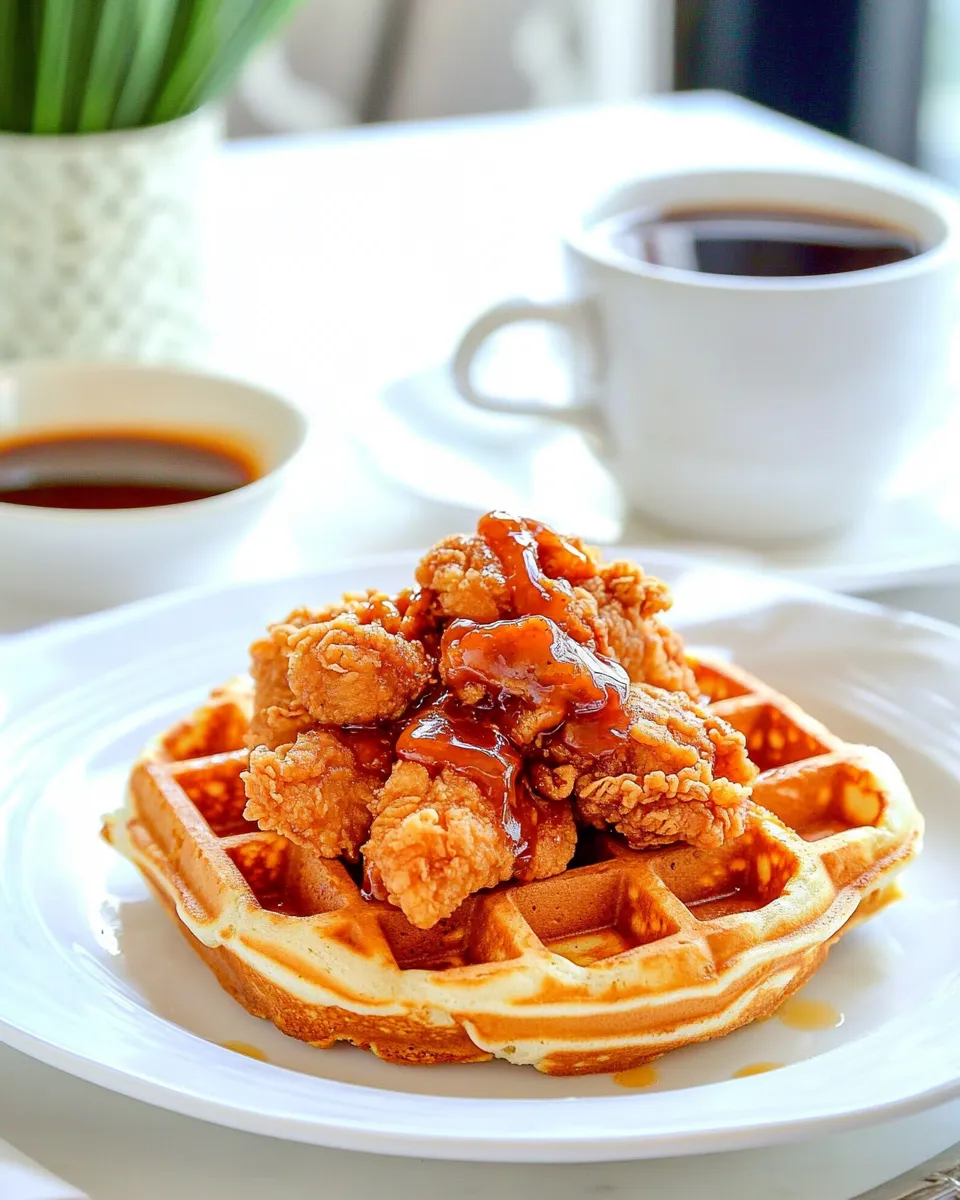 Delicious Grand Lux Cafe Chicken N Waffles plate image