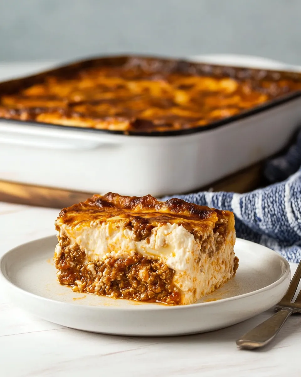 Easy Greek Lasagna (Pastitsio) food shot