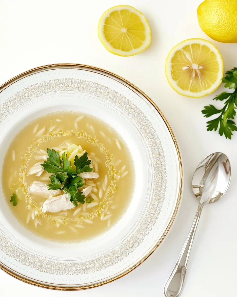 Homemade Greek Lemon Soup with Chicken and Orzo recipe image