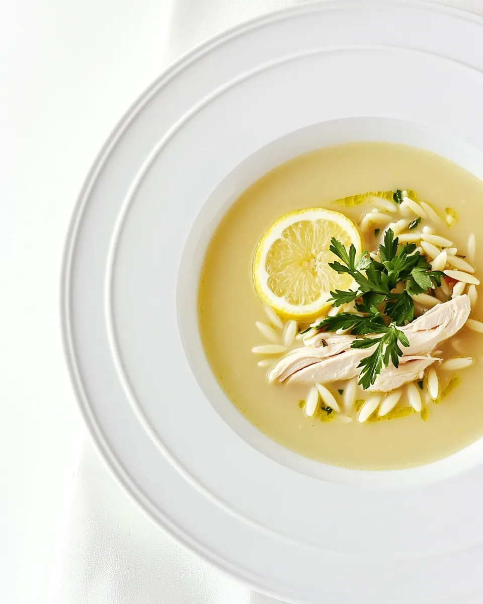 Classic Greek Lemon Soup with Chicken and Orzo dish photo