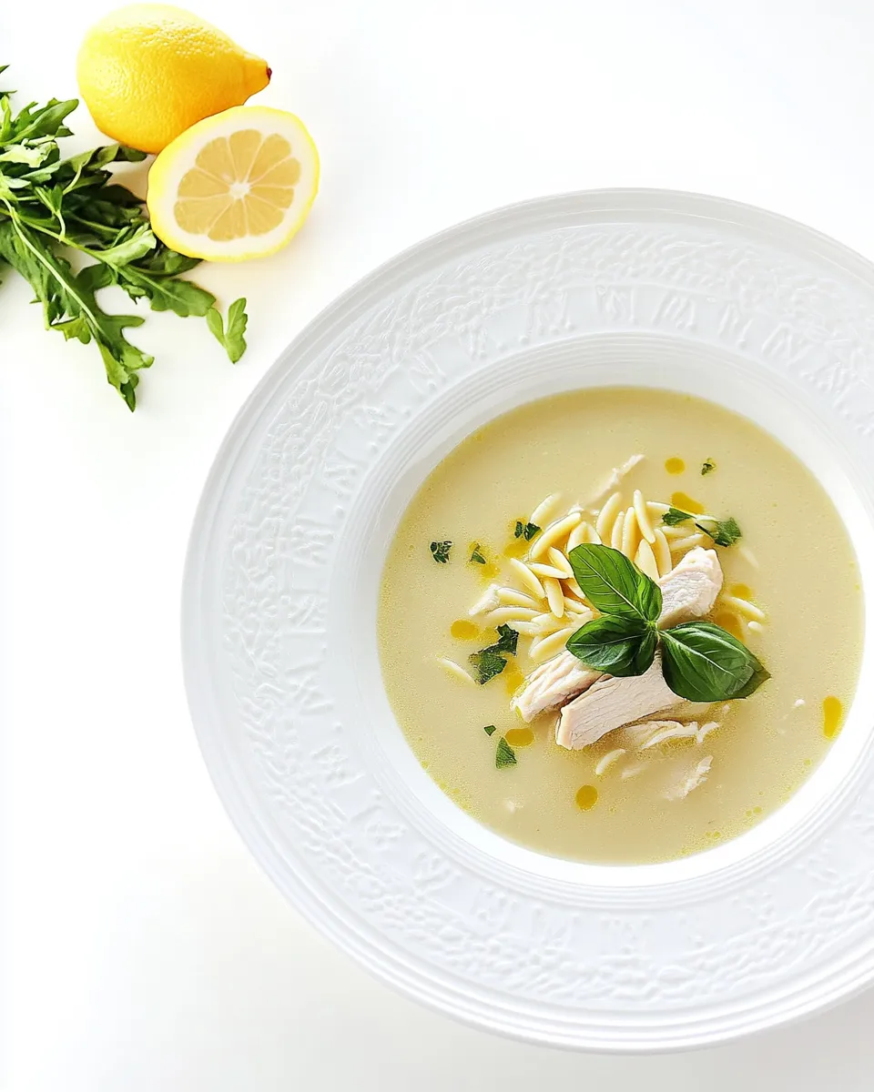 Easy Greek Lemon Soup with Chicken and Orzo food shot