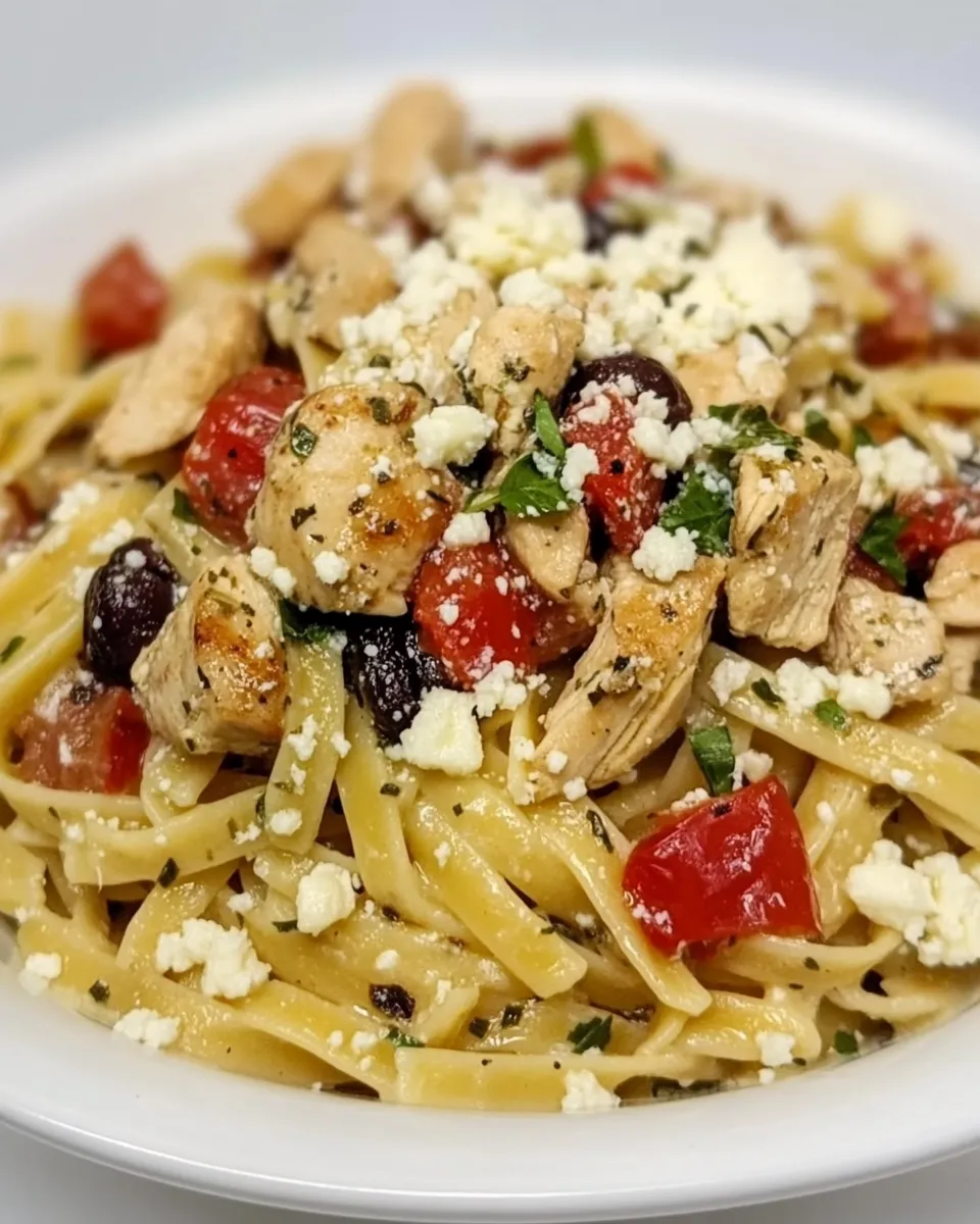 Delicious Greek Pasta with Chicken plate image