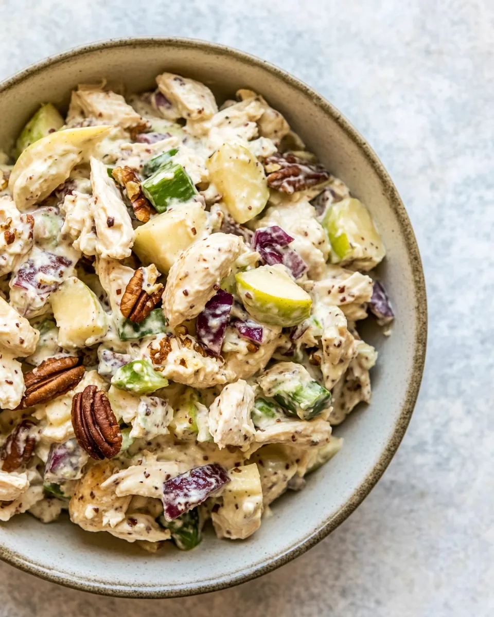 Delicious Greek Yogurt Chicken Salad with Toasted Pecans and Apples plate image