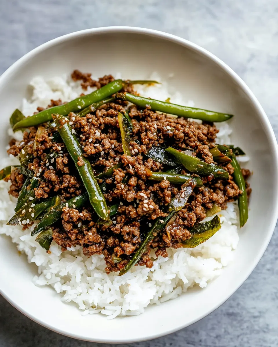 Easy Green Bean and Ground Beef Stir Fry recipe photo
